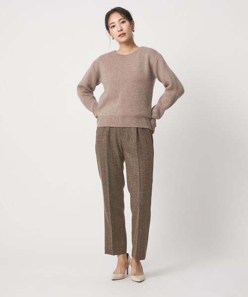 A DAY IN THE LIFE UNITED ARROWS(アデイインザライフユナイテッドアローズ)の「ブークレ ヘリンボーン タックストレートパンツ ‐ウォッシャブル‐ <A DAY IN THE LIFE>(スラックス・レディース・ナチュラル/ダークグレー/モカ・38/40/36)」の8枚目の写真