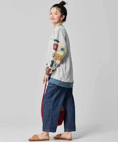 KRIFF MAYER Lady's Collection（クリフメイヤーレディースコレクション）の「袖クロシェニットスウェット（スウェット・レディース・グレー/ネイビー/ライトグリーン・FREE）」の6枚目の写真