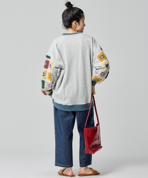 KRIFF MAYER Lady's Collection（クリフメイヤーレディースコレクション）の「袖クロシェニットスウェット（スウェット・レディース・グレー/ネイビー/ライトグリーン・FREE）」の7枚目の写真