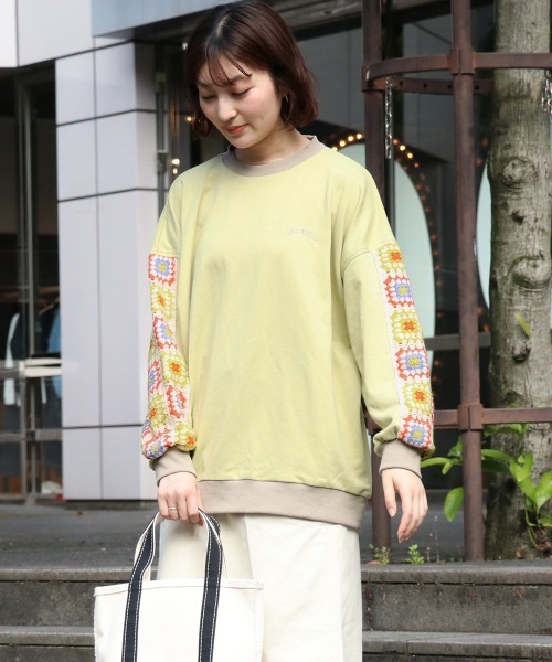 KRIFF MAYER Lady's Collection（クリフメイヤーレディースコレクション）の「袖クロシェニットスウェット（スウェット・レディース・グレー/ネイビー/ライトグリーン・FREE）」の9枚目の写真