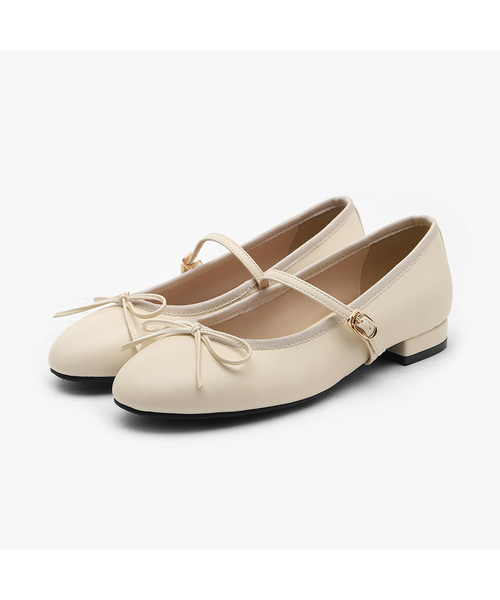 SAPPUN（サプン）の「Reira リボン メリージェーン フラットシューズ (2cm)（バレエシューズ・レディース・アイボリー/ブラック/ゴールド/ダークブラウン/ベージュ・22.5cm/23cm/23.5cm/24.5cm/25cm/25.5cm/24cm）」の2枚目の写真