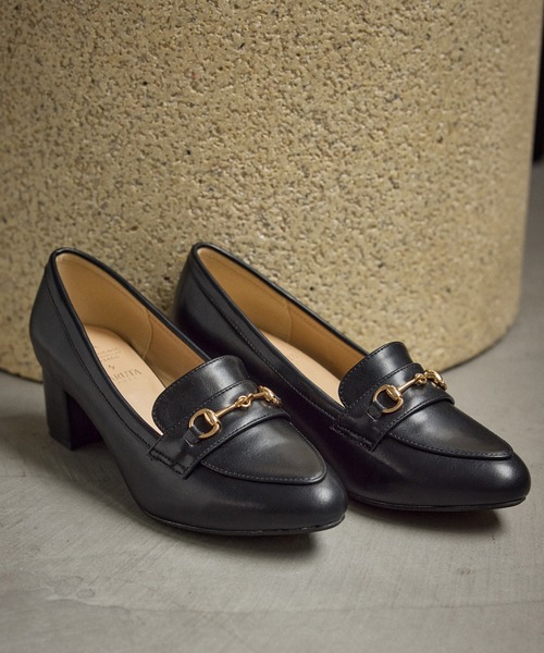 ROPE' PICNIC(ロペピクニック)の「ROPE' PICNIC PASSAGE byHARUTA/ヒールアップローファー(ローファー・レディース・ブラック/キナリ・23/23.5/24/24.5)」の1枚目の写真