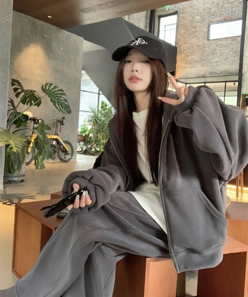 セール】オーバーサイズバーカー&ワイドパンツセットアップ