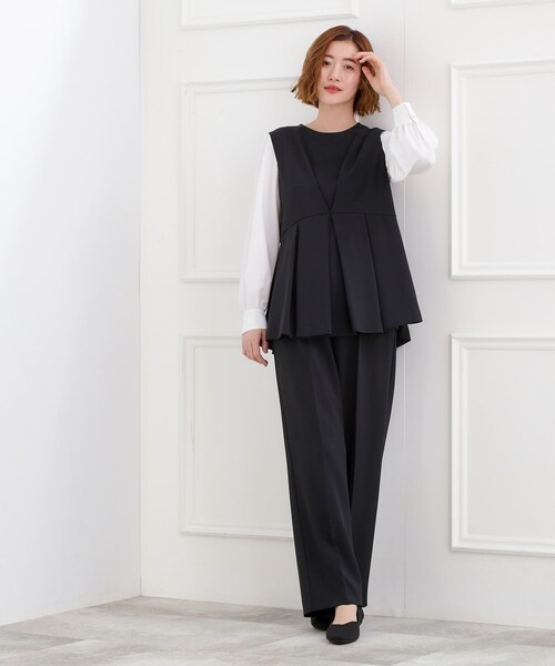 grove（グローブ）の「【マシンウォッシュ/防シワ】袖ドッキングペプラムブラウス【着回しカセット】（シャツ/ブラウス・レディース・グレー/ネイビー・02/03/05/04/01）」の6枚目の写真