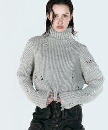 [Runway] Turtleneck crop knit_oatmeal gray