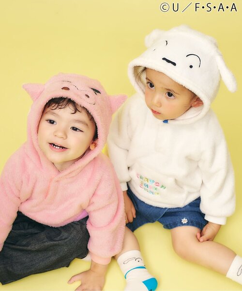 apres les cours（アプレレクール）の「クレヨンしんちゃんパーカー（パーカー・キッズ・ピンク/オフホワイト・80/90/100/110/120/130）」の15枚目の写真