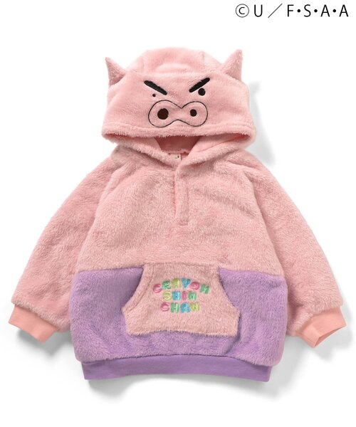 apres les cours（アプレレクール）の「クレヨンしんちゃんパーカー（パーカー・キッズ・ピンク/オフホワイト・80/90/100/110/120/130）」の3枚目の写真