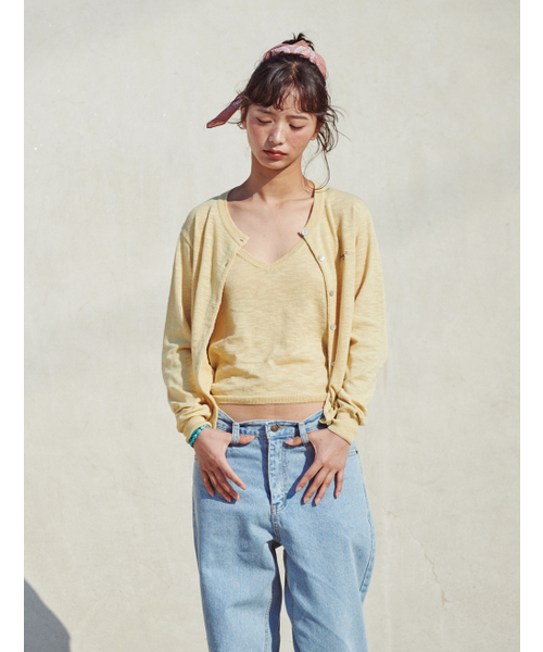 FLATWAVE IN SEOUL(フラットウェーブインソウル)の「Pale Linen Round Cardigan Mustard(カーディガン/ボレロ・レディース・その他・FREE)」の3枚目の写真