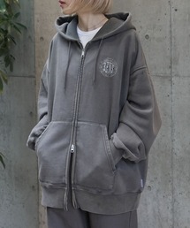 BEN DAVIS | 【BEN DAVIS/ベンデイビス】【こなれヴィンテージ感】フードワッペン ダブルジップパーカー ブリーチ加工 ユーズド風 フルジップ フーディー ストリート 古着系 ユニセックス(パーカー)