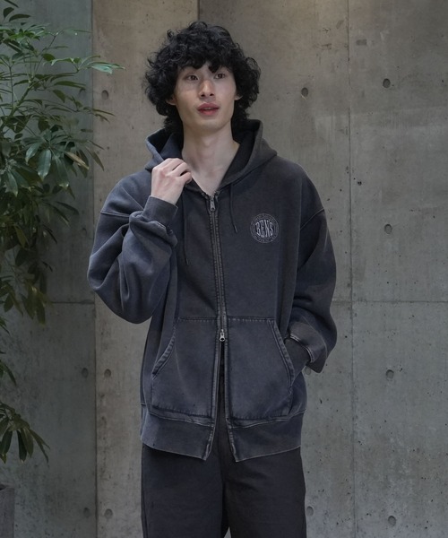 BEN DAVIS(ベンデイビス)の「【BEN DAVIS/ベンデイビス】【こなれヴィンテージ感】フードワッペン ダブルジップパーカー ブリーチ加工 ユーズド風 フルジップ フーディー ストリート 古着系 ユニセックス(パーカー・メンズ・ブラック/ダークブラウン・LARGE/X-LARGE/MEDIUM)」の7枚目の写真