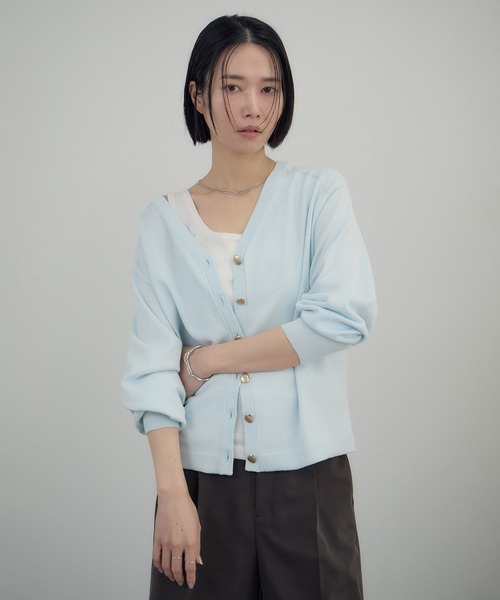 SALON adam et rope'(サロン アダム エ ロペ)の「ブライト2WAYカーディガン(カーディガン/ボレロ・レディース・チャコールグレー/ベージュ/サックスブルー・FREE)」の20枚目の写真