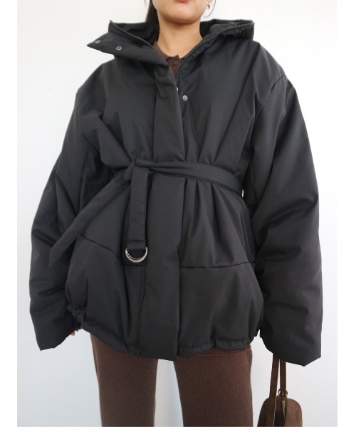 TRUNC（トランクエイティーエイト）の「Thermal Tech Belted Coat / サーマルテックベルトコート（ダウンジャケット/コート・レディース・ブラック・FREE）」の2枚目の写真