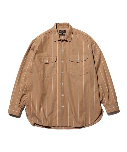 BEAMS PLUS（ビームスプラス）の「Multi Pocket WORK Wide Stripe（シャツ/ブラウス・メンズ・ブラウン・SMALL/MEDIUM/LARGE）」の8枚目の写真