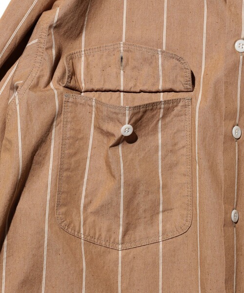 BEAMS PLUS（ビームスプラス）の「Multi Pocket WORK Wide Stripe（シャツ/ブラウス・メンズ・ブラウン・SMALL/MEDIUM/LARGE）」の9枚目の写真