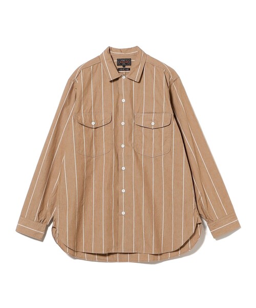 BEAMS PLUS（ビームスプラス）の「Multi Pocket WORK Wide Stripe（シャツ/ブラウス・メンズ・ブラウン・SMALL/MEDIUM/LARGE）」の2枚目の写真