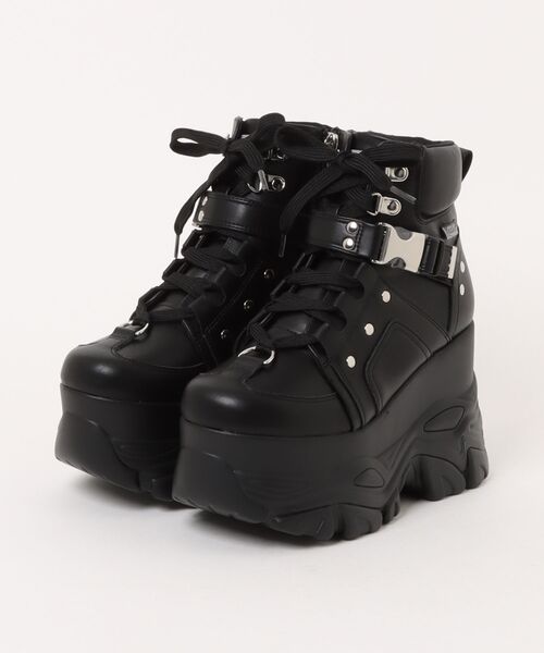 YOSUKE(ヨースケ)の「「YOSUKE/ヨースケ」厚底レースアップハイカットスニーカー(スニーカー・レディース・ブラック/ピンク系その他/レッド/ホワイト・L/LL/M/S)」の1枚目の写真