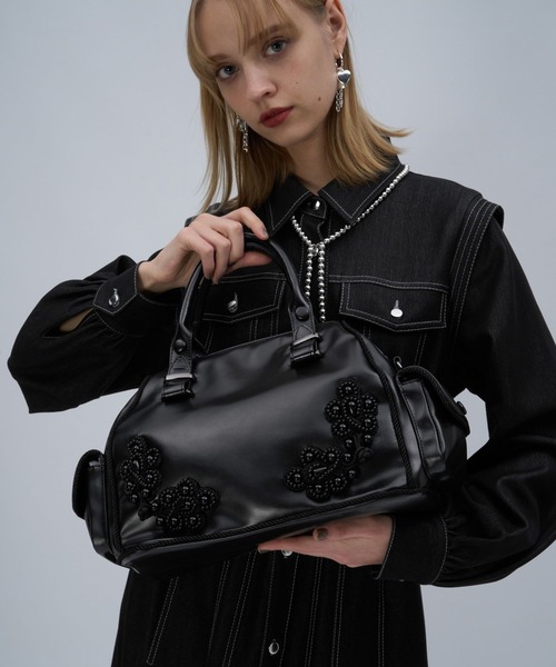 HARE（ハレ）の「エンブロイダリーボストンバッグ(HARE)（ボストンバッグ・レディース・ブラック・FREE）」の10枚目の写真