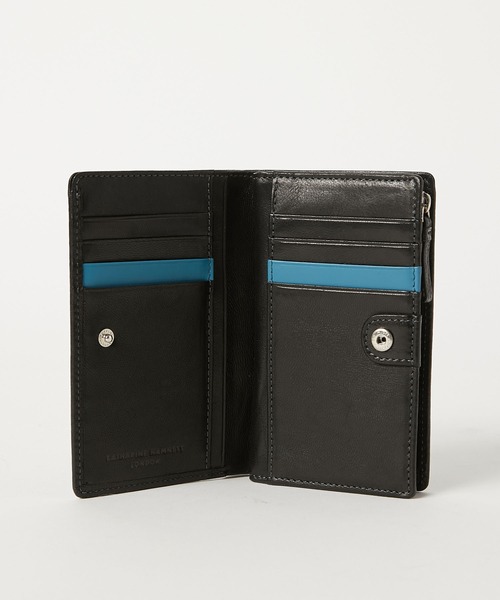 KATHARINE HAMNETT LONDON (キャサリンハムネットロンドン)の「KATHARINE HAMNETT LONDON/キャサリンハムネットロンドン BUMP L字ファスナー二つ折りミドルウォレット(490-52305)(財布・メンズ・ネイビー/ブラウン/ブラック・FREE)」の8枚目の写真