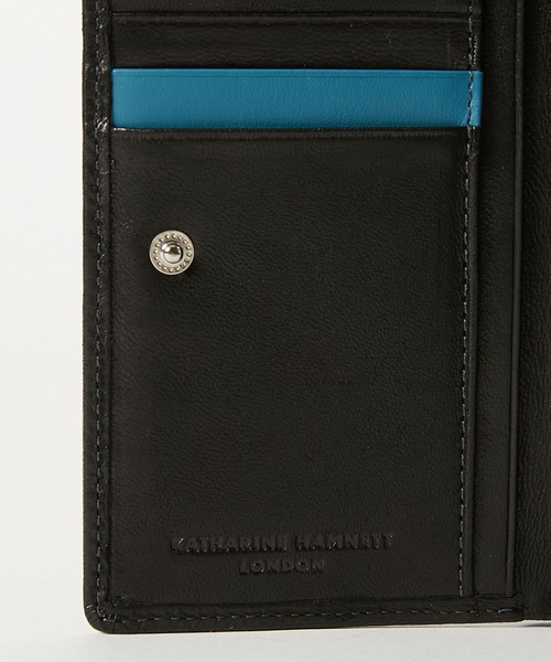 KATHARINE HAMNETT LONDON (キャサリンハムネットロンドン)の「KATHARINE HAMNETT LONDON/キャサリンハムネットロンドン BUMP L字ファスナー二つ折りミドルウォレット(490-52305)(財布・メンズ・ネイビー/ブラウン/ブラック・FREE)」の9枚目の写真