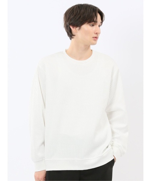 m.f.editorial(エムエフエディトリアル)の「【ストレッチ】m.f.エディトリアル メンズ ふくれケーブル クルー プルオーバー(Tシャツ/カットソー・メンズ・ブラック/ホワイト・X-LARGE/MEDIUM/LARGE)」の2枚目の写真