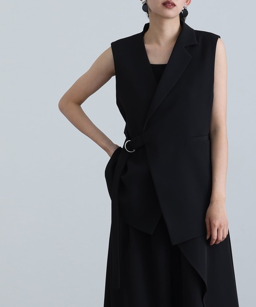 atlo（アトロ）の「アシンメトリー テーラード ジレ パンツドレス フォーマル お呼ばれ&ロング丈ワイド セットアップ 結婚式 二次会 同窓会 成人式 オケージョンドレス （パンツドレス・レディース・ブラック/チャコール/ベージュ・L/M）」の14枚目の写真