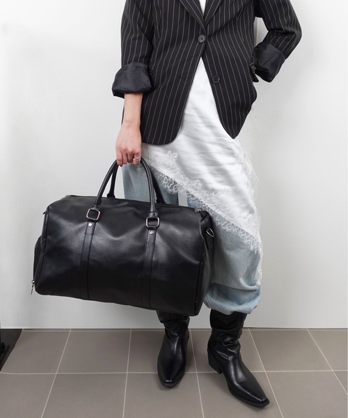 unnu(ユヌ)の「2WAYクラシックトラベルボストンバッグ(ボストンバッグ・レディース・ダークブラウン/ブラック・F)」の6枚目の写真