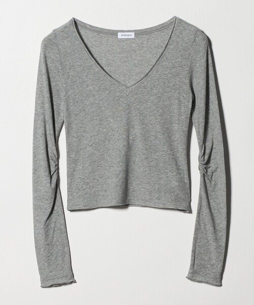 ATTISESSION（アティセッション）の「＜ATTISESSION＞Vネック ロングスリーブ トップス（Tシャツ/カットソー・レディース・グレー系/ネイビー/ホワイト・FREE）」の10枚目の写真