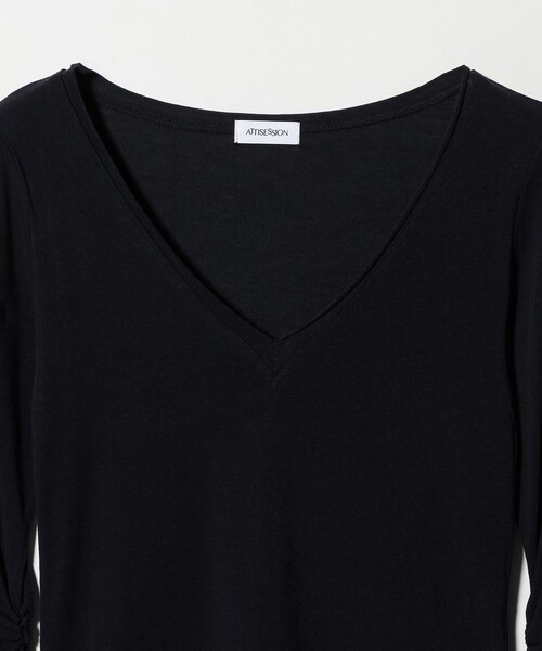 ATTISESSION（アティセッション）の「＜ATTISESSION＞Vネック ロングスリーブ トップス（Tシャツ/カットソー・レディース・グレー系/ネイビー/ホワイト・FREE）」の18枚目の写真