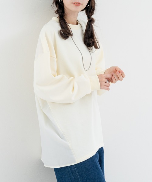 refinedworks（リファインドワークス）の「【refinedworks】目を惹く 異素材 バックバルーン プルオーバー（Tシャツ/カットソー・レディース・グレー/ホワイト・FREE）」の9枚目の写真