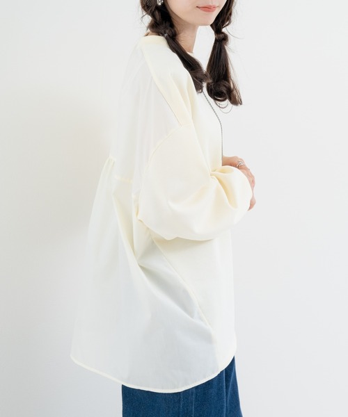 refinedworks（リファインドワークス）の「【refinedworks】目を惹く 異素材 バックバルーン プルオーバー（Tシャツ/カットソー・レディース・グレー/ホワイト・FREE）」の10枚目の写真