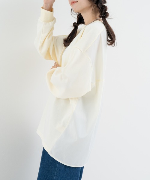 refinedworks（リファインドワークス）の「【refinedworks】目を惹く 異素材 バックバルーン プルオーバー（Tシャツ/カットソー・レディース・グレー/ホワイト・FREE）」の11枚目の写真
