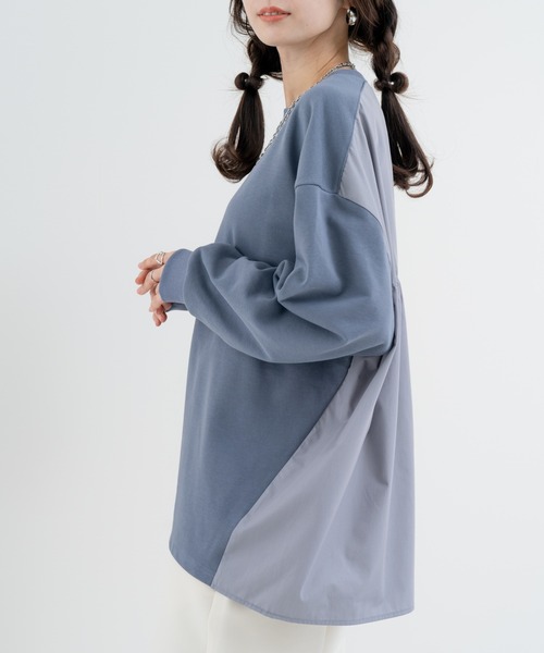 refinedworks（リファインドワークス）の「【refinedworks】目を惹く 異素材 バックバルーン プルオーバー（Tシャツ/カットソー・レディース・グレー/ホワイト・FREE）」の14枚目の写真