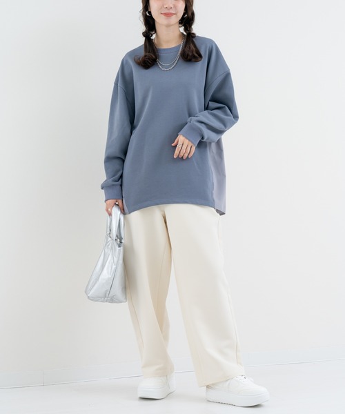 refinedworks（リファインドワークス）の「【refinedworks】目を惹く 異素材 バックバルーン プルオーバー（Tシャツ/カットソー・レディース・グレー/ホワイト・FREE）」の3枚目の写真