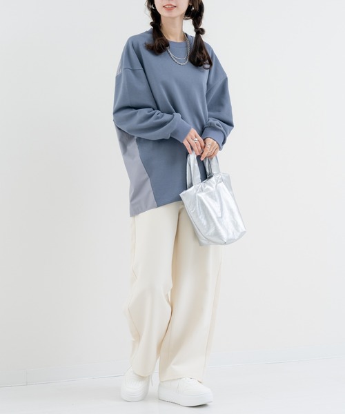 refinedworks（リファインドワークス）の「【refinedworks】目を惹く 異素材 バックバルーン プルオーバー（Tシャツ/カットソー・レディース・グレー/ホワイト・FREE）」の4枚目の写真