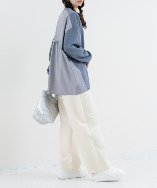 refinedworks（リファインドワークス）の「【refinedworks】目を惹く 異素材 バックバルーン プルオーバー（Tシャツ/カットソー・レディース・グレー/ホワイト・FREE）」の5枚目の写真