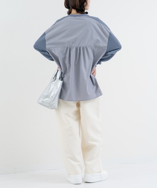 refinedworks（リファインドワークス）の「【refinedworks】目を惹く 異素材 バックバルーン プルオーバー（Tシャツ/カットソー・レディース・グレー/ホワイト・FREE）」の6枚目の写真