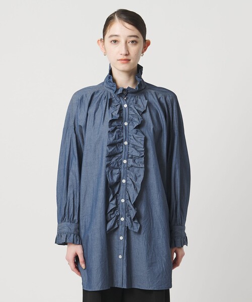 別注】＜dahl'ia＞シャンブレー フリルブラウス（Tシャツ/カットソー