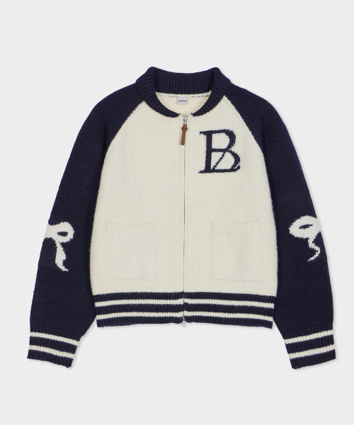 BELLOL（ベロエル）の「Big logo ribbon knit zip-Up NAVY（ニット/セーター・レディース・その他・FREE）」の4枚目の写真