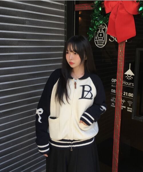 BELLOL（ベロエル）の「Big logo ribbon knit zip-Up NAVY（ニット/セーター・レディース・その他・FREE）」の8枚目の写真