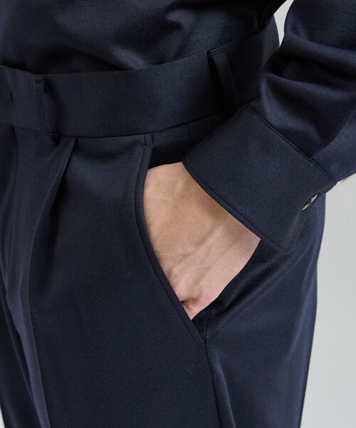 DESIGNWORKS（デザインワークス）の「モクロディー ワイドテーパードパンツ / セットアップ対応 / ストレッチ（スラックス・メンズ・ダークブラウン/ネイビー・50/48/46）」の11枚目の写真