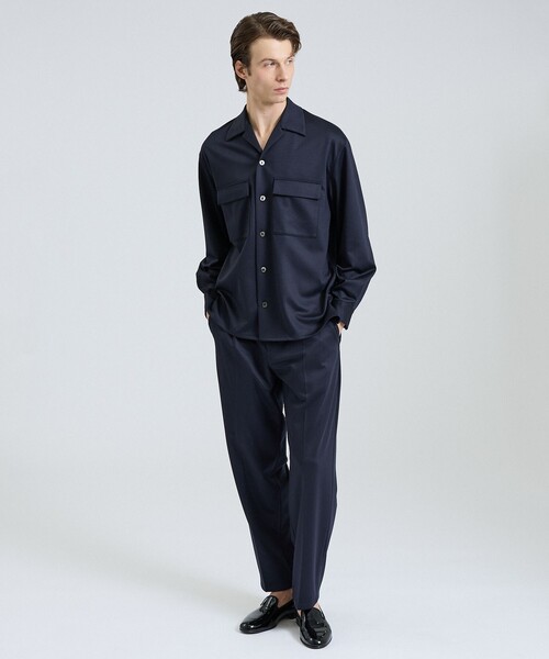 DESIGNWORKS（デザインワークス）の「モクロディー ワイドテーパードパンツ / セットアップ対応 / ストレッチ（スラックス・メンズ・ダークブラウン/ネイビー・50/48/46）」の14枚目の写真