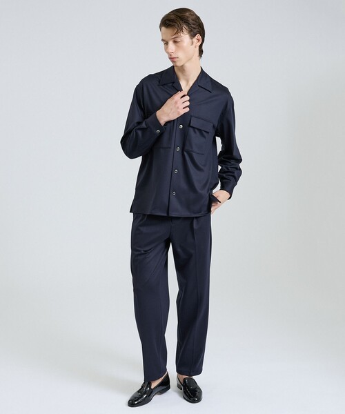 DESIGNWORKS（デザインワークス）の「モクロディー ワイドテーパードパンツ / セットアップ対応 / ストレッチ（スラックス・メンズ・ダークブラウン/ネイビー・50/48/46）」の15枚目の写真