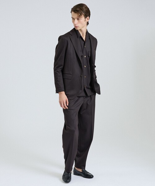 DESIGNWORKS（デザインワークス）の「モクロディー ワイドテーパードパンツ / セットアップ対応 / ストレッチ（スラックス・メンズ・ダークブラウン/ネイビー・50/48/46）」の21枚目の写真