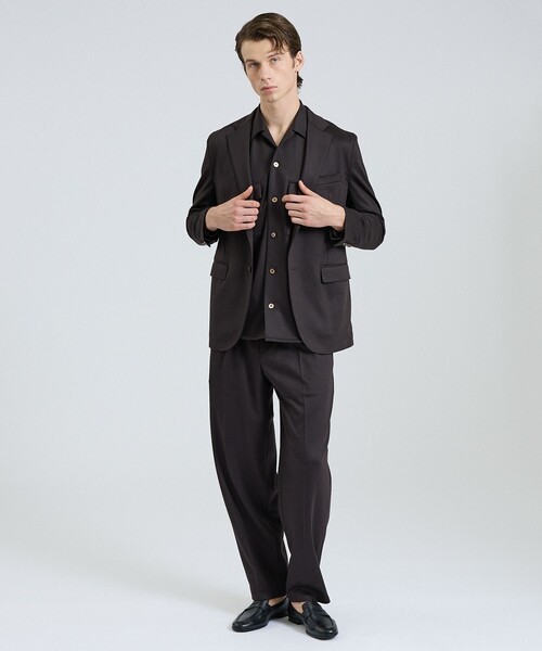 DESIGNWORKS（デザインワークス）の「モクロディー ワイドテーパードパンツ / セットアップ対応 / ストレッチ（スラックス・メンズ・ダークブラウン/ネイビー・50/48/46）」の22枚目の写真