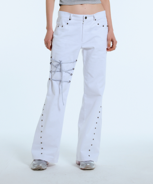 LARTIGENT(ラーティゼン)の「L11 RIBBON BOOTSCUT PANTS(WHITE)(その他パンツ・レディース・その他・S/M)」の3枚目の写真