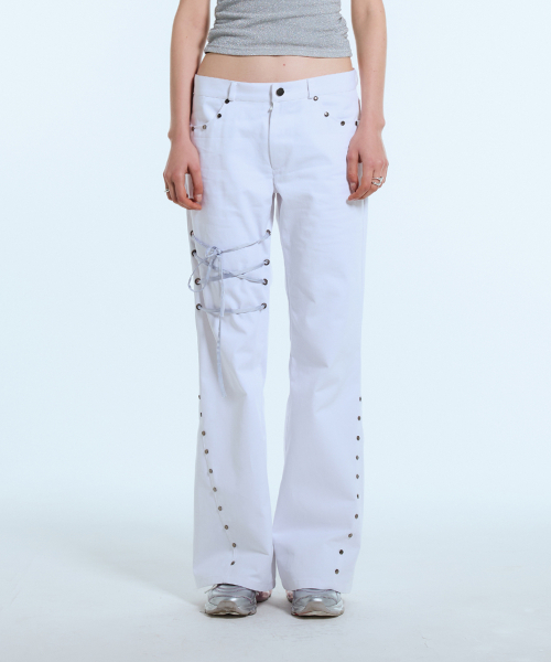 LARTIGENT(ラーティゼン)の「L11 RIBBON BOOTSCUT PANTS(WHITE)(その他パンツ・レディース・その他・S/M)」の5枚目の写真