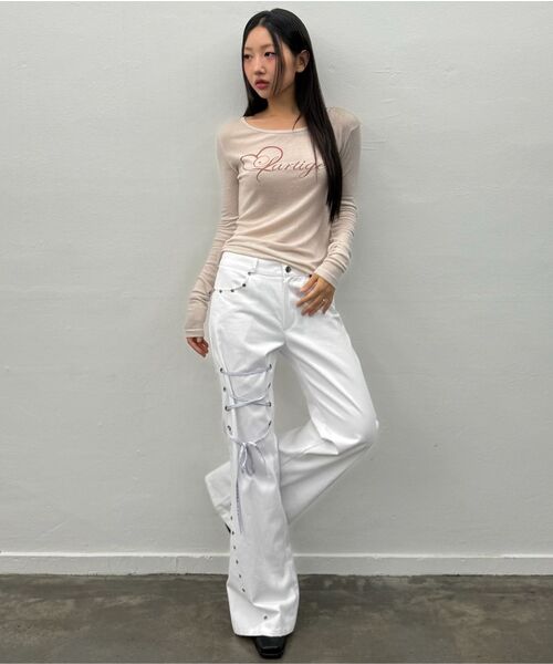 LARTIGENT(ラーティゼン)の「L11 RIBBON BOOTSCUT PANTS(WHITE)(その他パンツ・レディース・その他・S/M)」の9枚目の写真