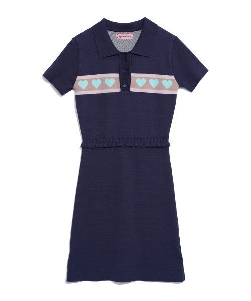 HIGH SCHOOL DISCO(ハイスクールディスコ)の「HEART RUFFLE KNIT OPS_NAVY(ワンピース・レディース・その他・M/S)」の1枚目の写真