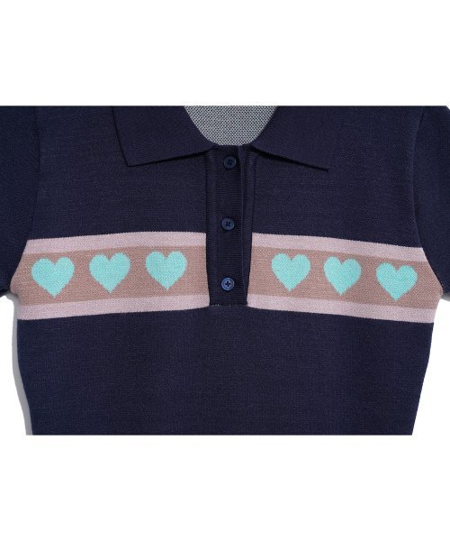 HIGH SCHOOL DISCO(ハイスクールディスコ)の「HEART RUFFLE KNIT OPS_NAVY(ワンピース・レディース・その他・M/S)」の3枚目の写真