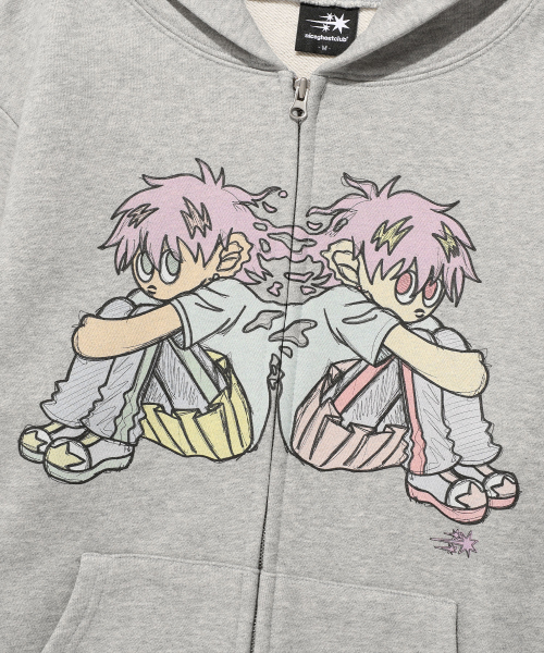 NICE GHOST CLUB(ナイスゴーストクラブ)の「NGC BOY HOODIE ZIP UP_GREY(NG2FSUM482A)(パーカー・レディース・グレー・M/S)」の4枚目の写真